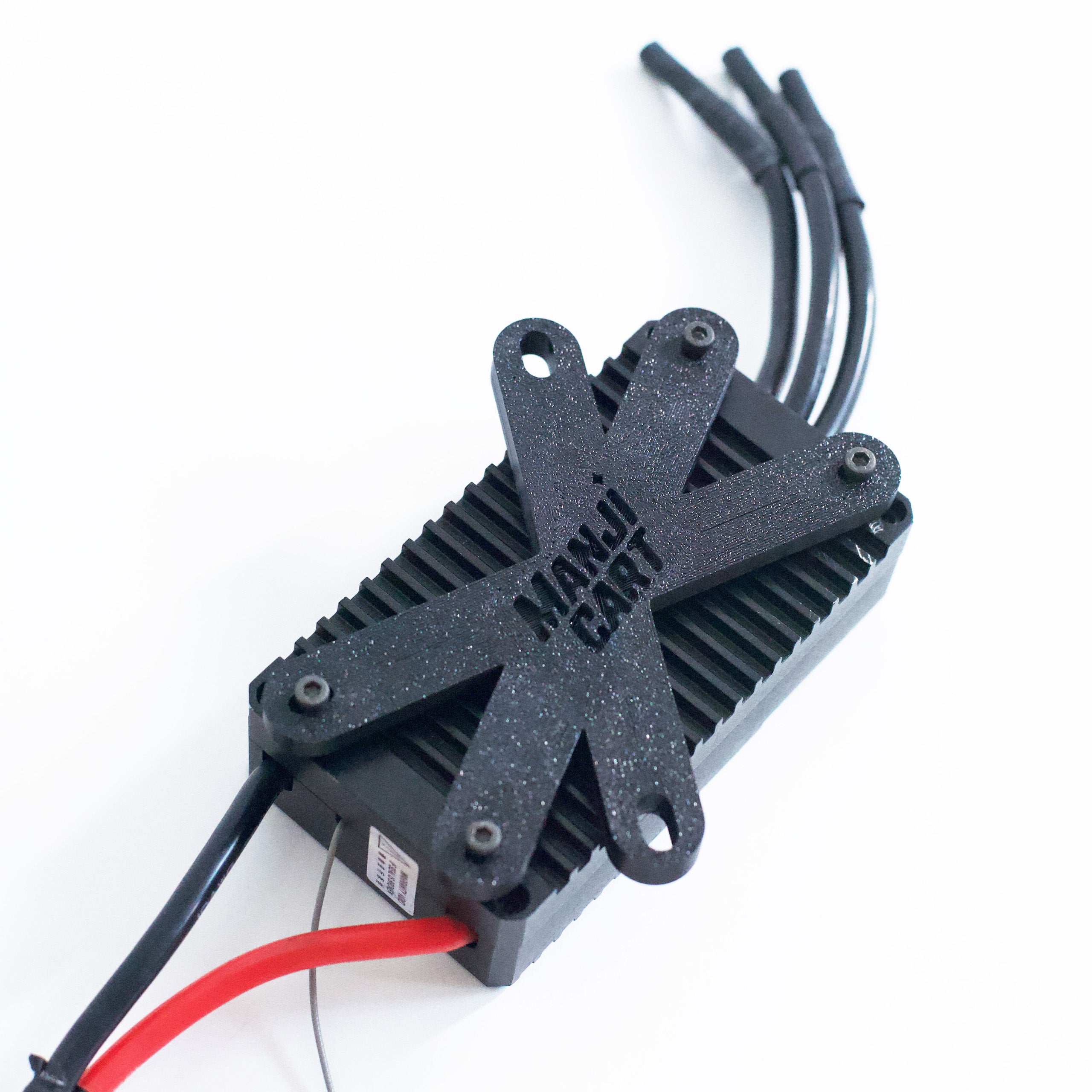 Flipsky controller with Manji Cart mount, side view.