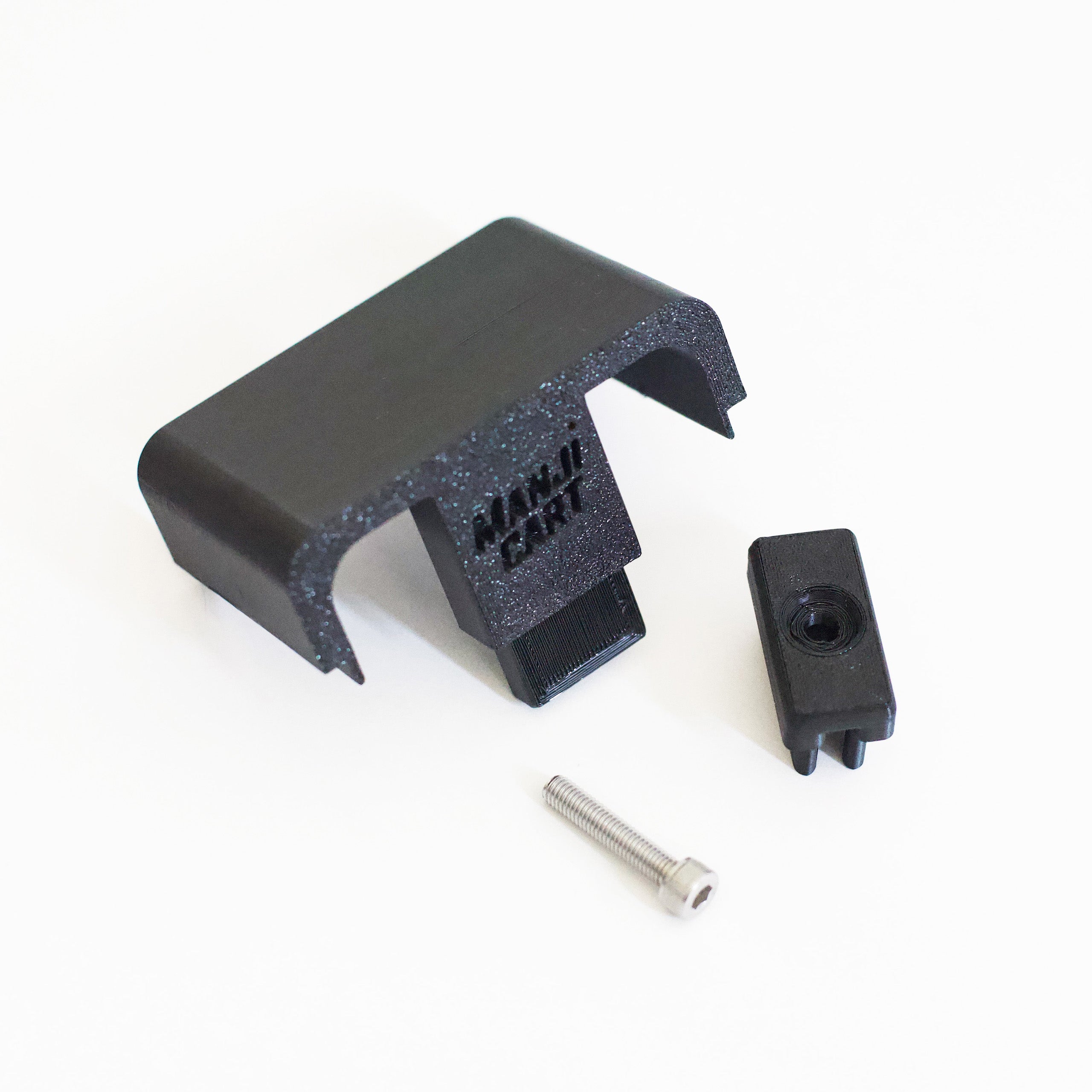 Black wire cover with 'Manji Cart' branding, screw, and connector piece.